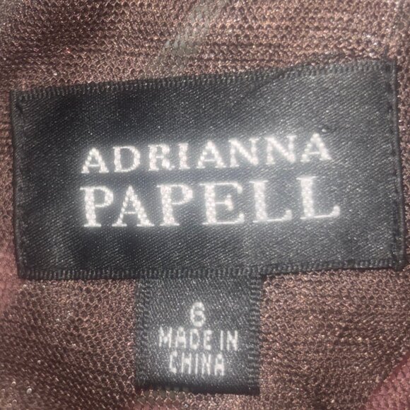 Adrianna Papell Brown Metallic Tiered Sheath Dress – Size 6 - Picture 5 of 6